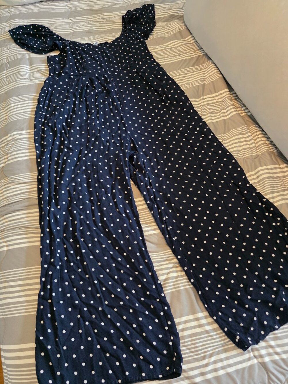 Navy and White Polka Dot Jumpsuit
